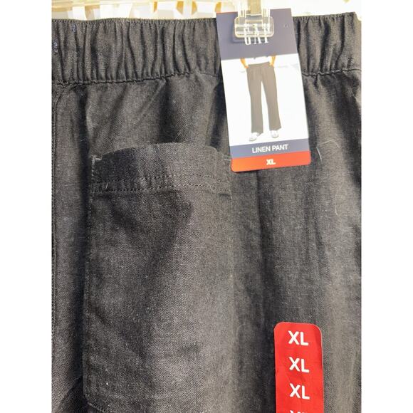 Gap NWT Black Linen-Blend WideLeg Trouser Pants Womens XL Elastic Drawstring Wst - Picture 4 of 13